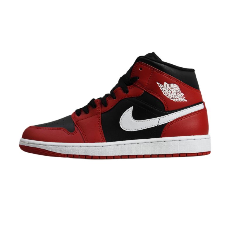 AIR Jordan 1 Mid Men's Basketball Shoe Black/Gym Red/White - piros férfi utcai cipő