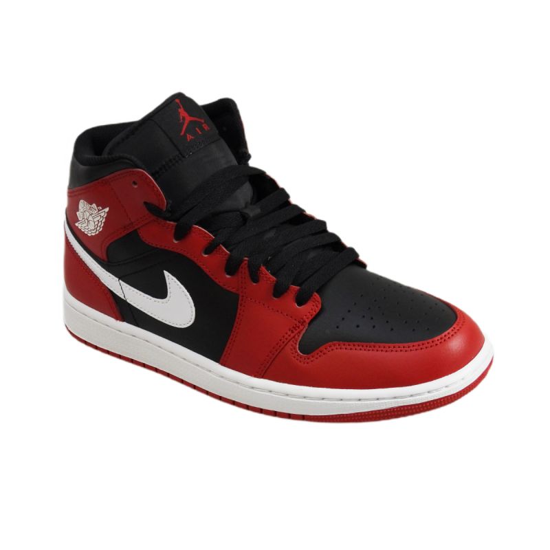 AIR Jordan 1 Mid Men's Basketball Shoe Black/Gym Red/White - piros férfi utcai cipő