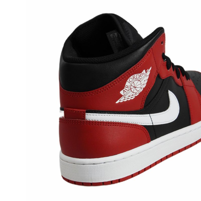 AIR Jordan 1 Mid Men's Basketball Shoe Black/Gym Red/White - piros férfi utcai cipő