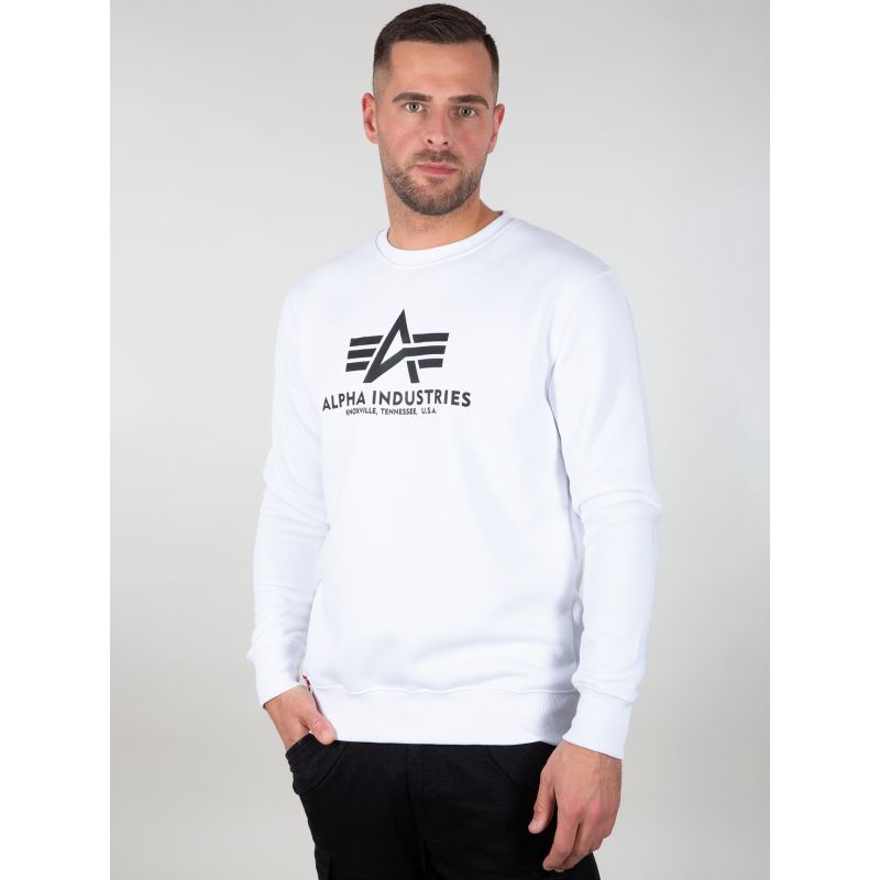 Alpha Industries Basic Sweater black men's open-front sweatshirt with logo print 3xl férfi pulóver 178302-09