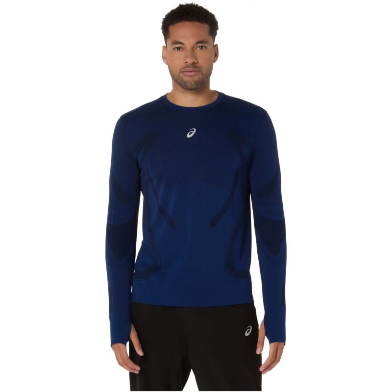 Asics Road Seamless LS Top - Férfi Hosszú Ujjú Futófelső Navy 2011D356-400