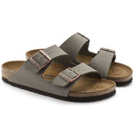 Birkenstock Arizona Birko-Flor Nubuck Stone regular women's/men's flip-flops wide gray Utcai női 0151211