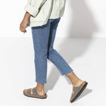 Birkenstock Arizona Birko-Flor Nubuck Stone regular women's/men's flip-flops wide gray Utcai női 0151211