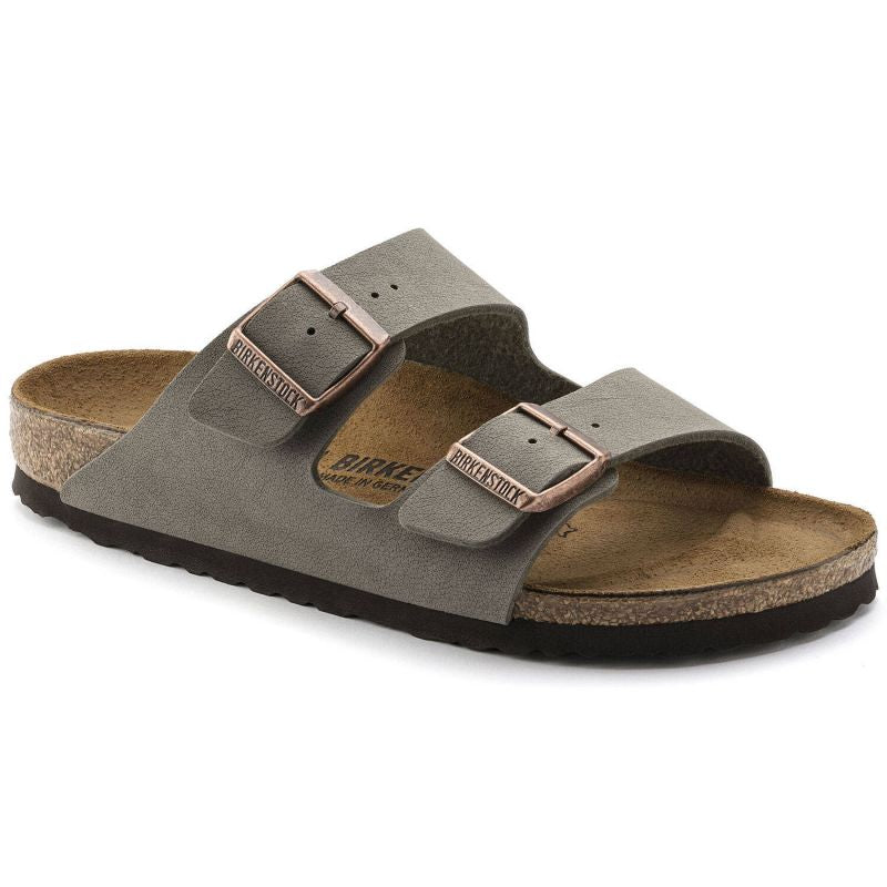 Birkenstock Arizona Birko-Flor Nubuck Stone regular women's/men's flip-flops wide gray Utcai női 0151211