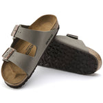 Birkenstock Arizona Birko-Flor Nubuck Stone regular women's/men's flip-flops wide gray Utcai női 0151211