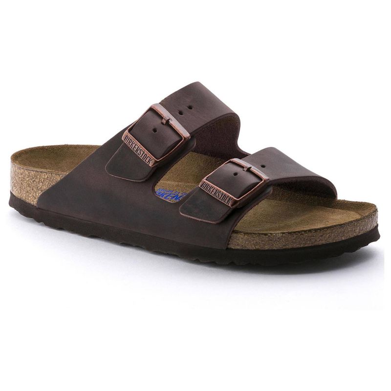 Birkenstock Arizona Soft Footbed Oiled Leather Habana Narrow Women's Slides (0452763) Utcai női 452763