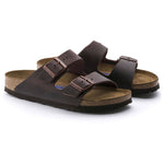 Birkenstock Arizona Soft Footbed Oiled Leather Habana Narrow Women's Slides (0452763) Utcai női 452763