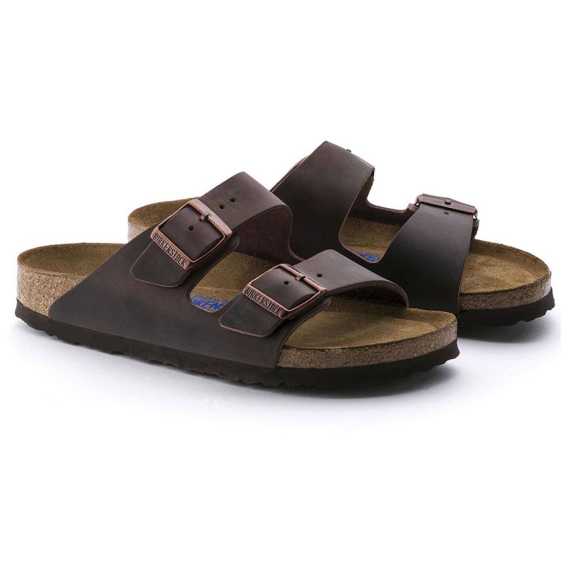 Birkenstock Arizona Soft Footbed Oiled Leather Habana Narrow Women's Slides (0452763) Utcai női 452763