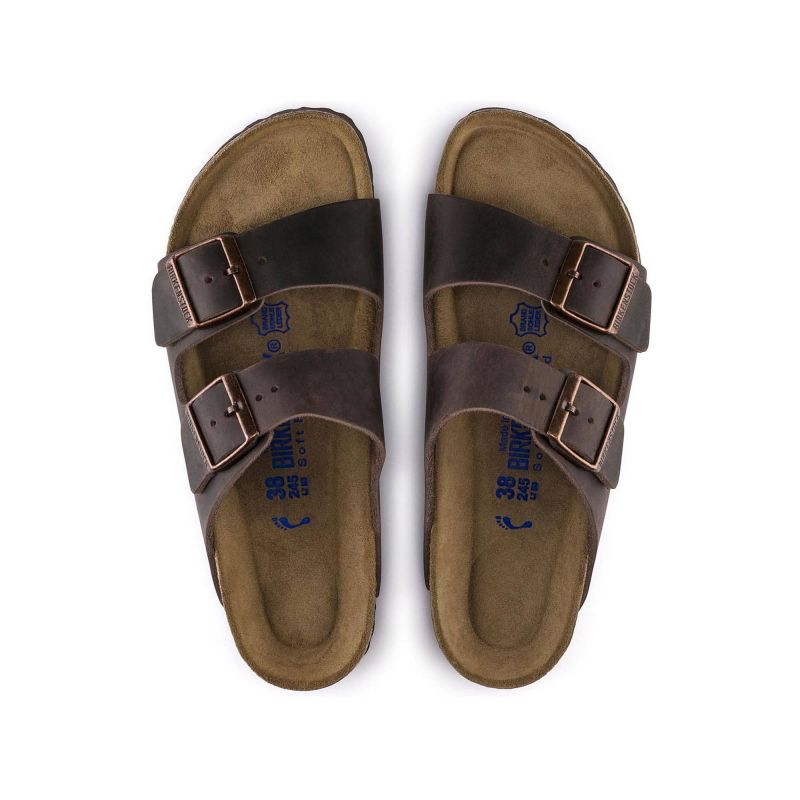 Birkenstock Arizona Soft Footbed Oiled Leather Habana Narrow Women's Slides (0452763) Utcai női 452763