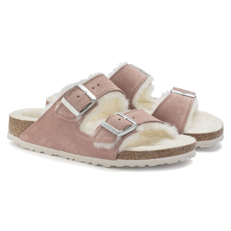 Birkenstock Arizona Suede Leather Shearling Pink Clay LAF Narrow Insulated Flip-Flops (1023258) cipő - Sportmania.hu