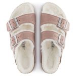 Birkenstock Arizona Suede Leather Shearling Pink Clay LAF Narrow Insulated Flip-Flops Utcai női 1023258