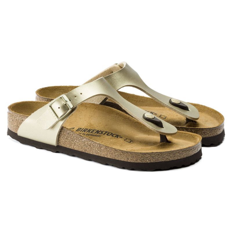 Birkenstock Gizeh Birko-Flor Gold women's flip-flops narrow Utcai női 1016109