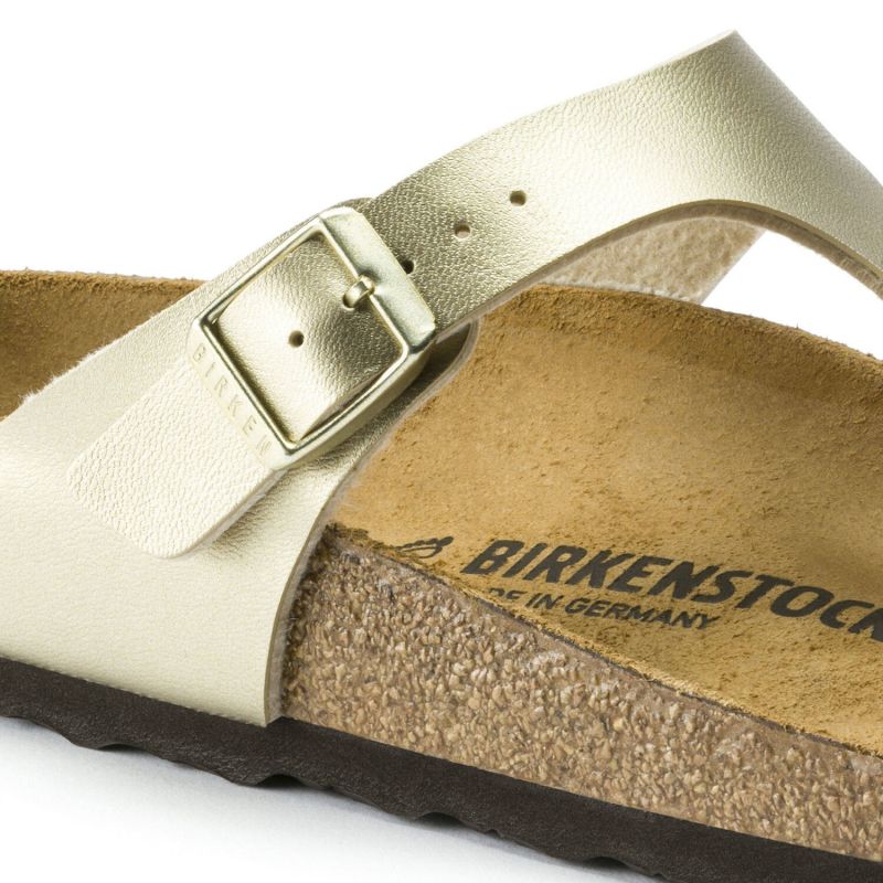 Birkenstock Gizeh Birko-Flor Gold women's flip-flops narrow Utcai női 1016109