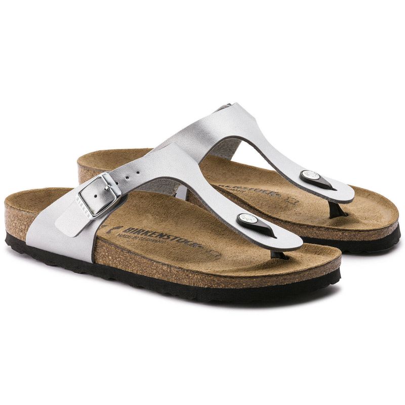 Birkenstock Gizeh Birko-Flor silver regular wide women's flip-flops (0043851) Papucs - Sportmania.hu