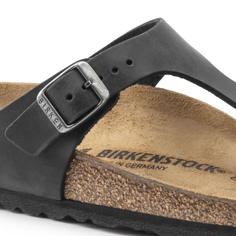 Birkenstock Gizeh NU Oiled Black Regular Women's/Men's Flip-Flopst Utcai női 0845251