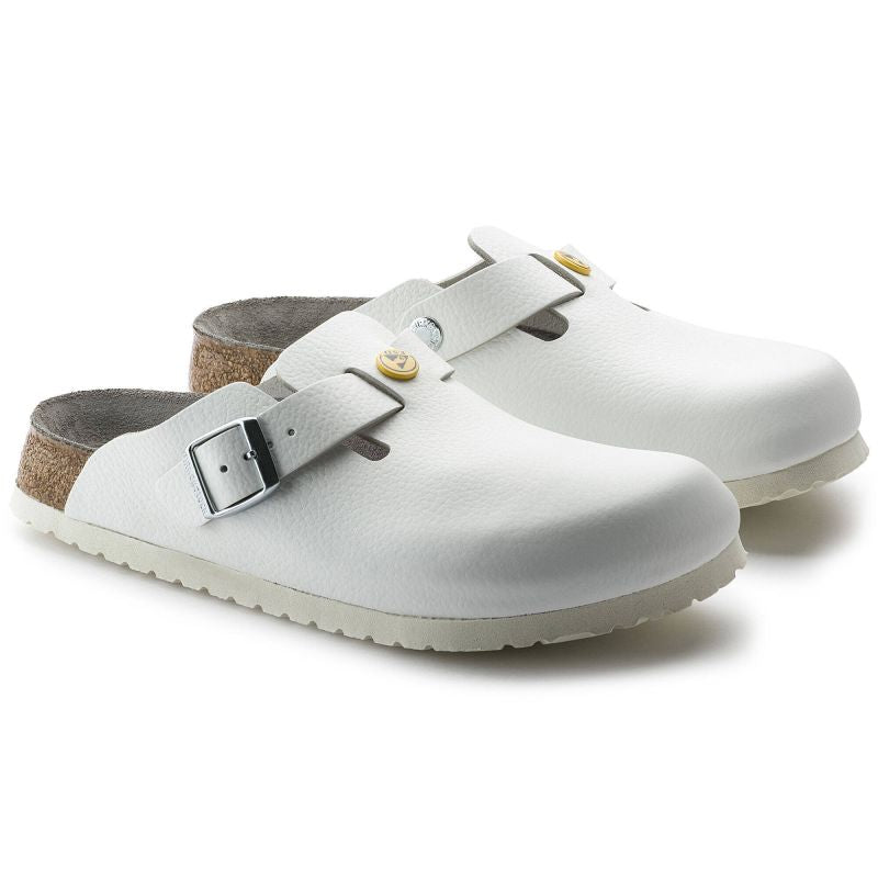 Birkenstock Women's Boston ESD White clogs natural leather medical narrow slippers (0061378) Papucs - Sportmania.hu