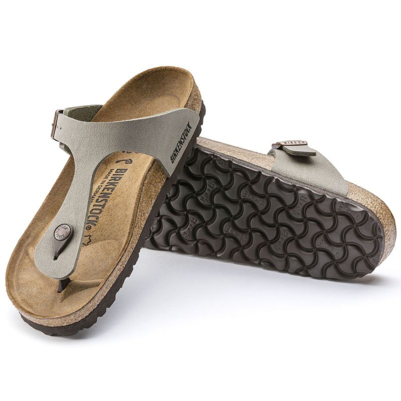 Birkenstock Women's gray-beige Gizeh Birko-Flor Nubuck Stone regular wide (43391) Papucs - Sportmania.hu