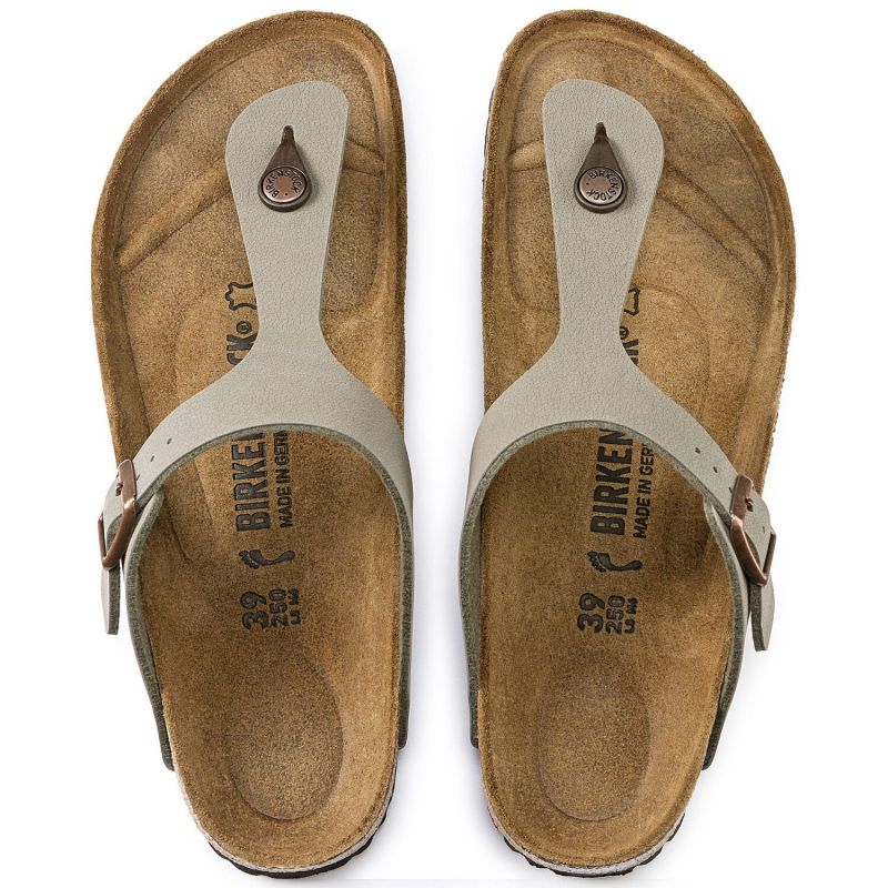 Birkenstock Women's gray-beige Gizeh Birko-Flor Nubuck Stone regular wide (43391) Papucs - Sportmania.hu