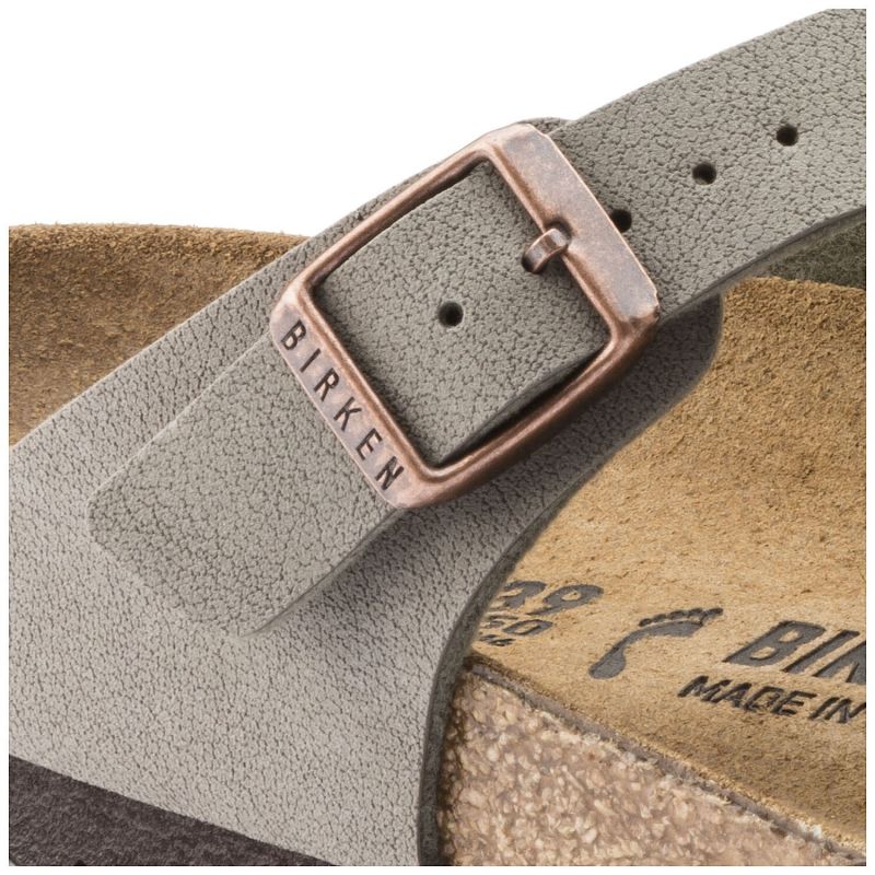 Birkenstock Women's gray-beige Gizeh Birko-Flor Nubuck Stone regular wide (43391) Papucs - Sportmania.hu