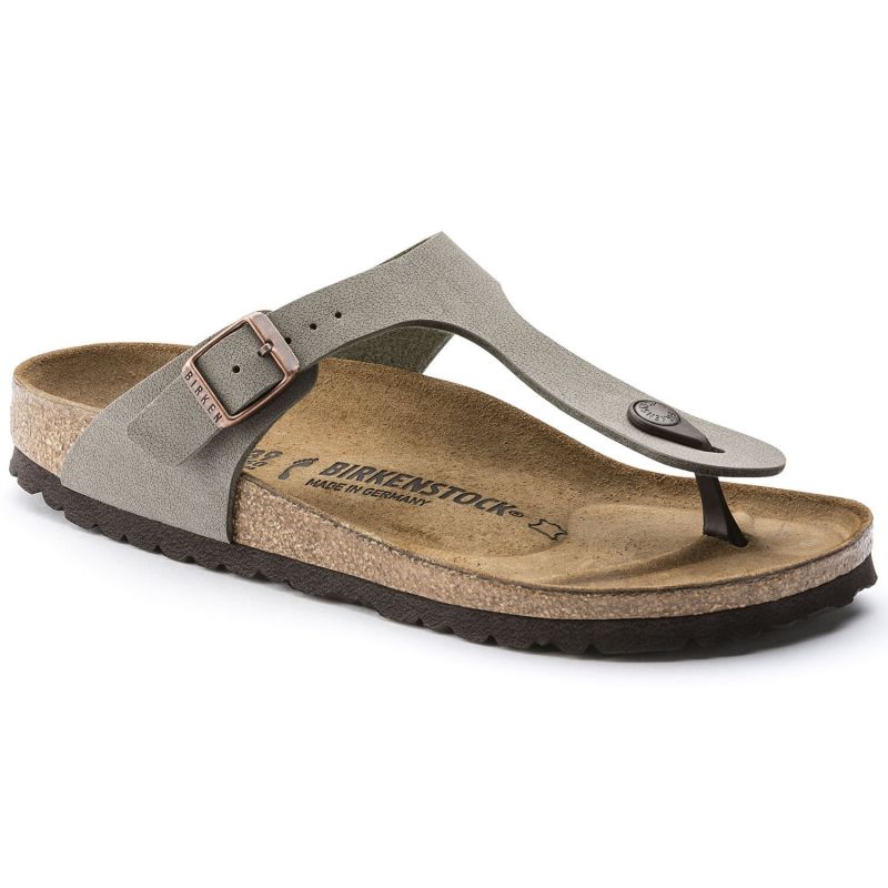 Birkenstock Women's gray-beige Gizeh Birko-Flor Nubuck Stone regular wide Utcai női 0043391
