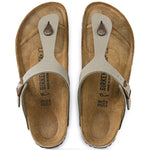 Birkenstock Women's gray-beige Gizeh Birko-Flor Nubuck Stone regular wide Utcai női 0043391