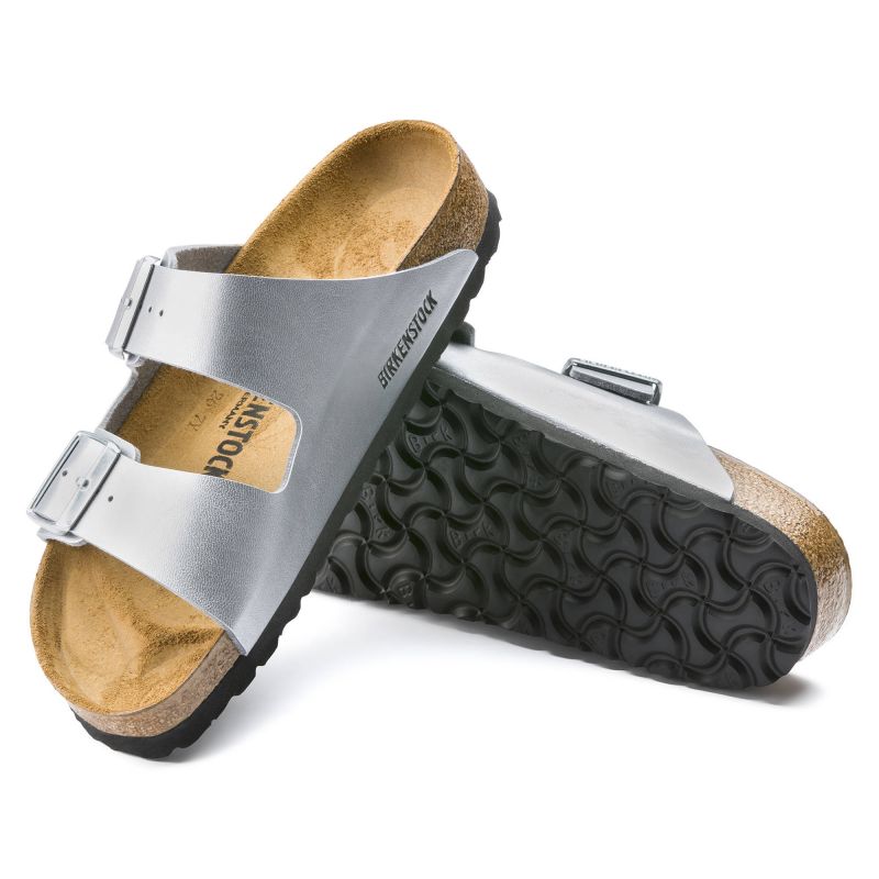 Birkenstock Women's Silver Arizona Birko-Flor Silver Regular Flip-Flops Wide (1012282) cipő - Sportmania.hu