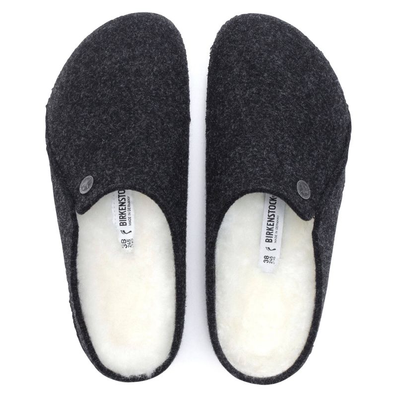 Birkenstock Zermatt Anthracite wool felt insulated slippers regular size wide papucs unisex 1015090