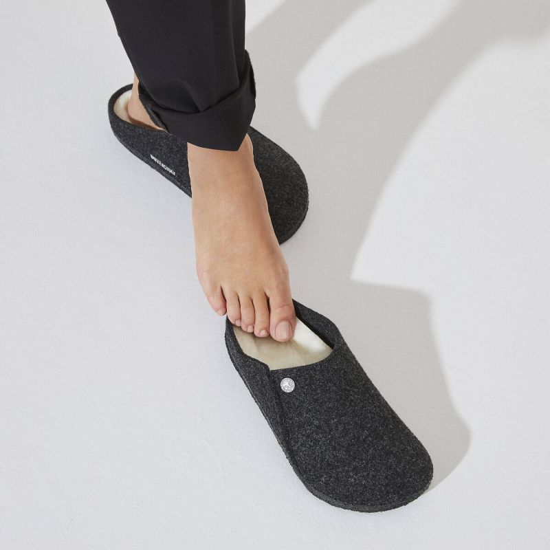 Birkenstock Zermatt Anthracite wool felt insulated slippers regular size wide papucs unisex 1015090
