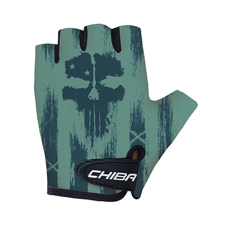 CHIBA COOL KIDS children's gloves, green with skulls, size zöld kerékpáros kesztyű SI3050518ZC-2