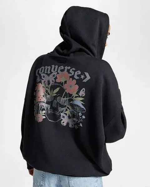 Converse Blooming Skate Full Zip Hoodie black zip pulóver női