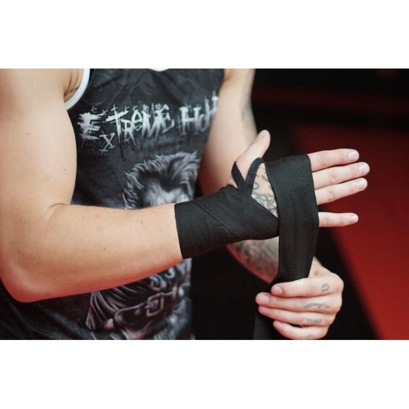 DBX Bushido Cotton Boxing Wraps - 4 Meters | Black elastyczne złote harcművészeti felszerelés