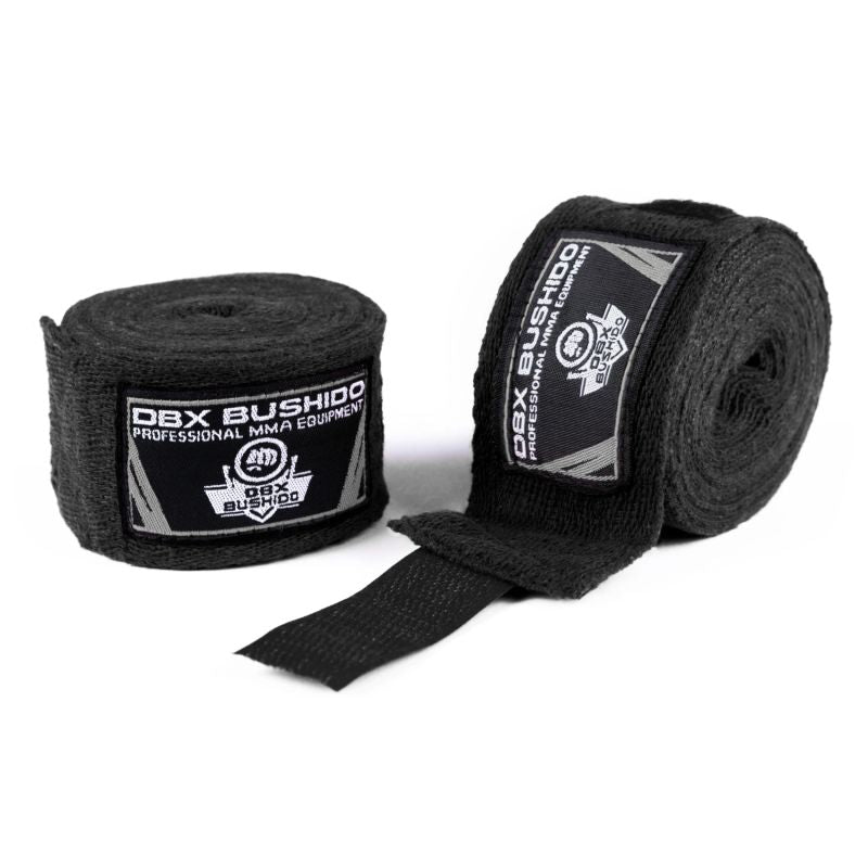 DBX Bushido Cotton Boxing Wraps - 4 Meters | Black elastyczne złote harcművészeti felszerelés