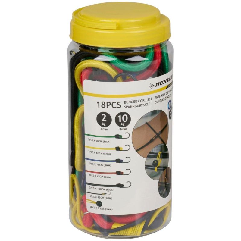 Dunlop Luggage Securing Rubber Straps Hooks 18 Pcs fekete GSP-496962
