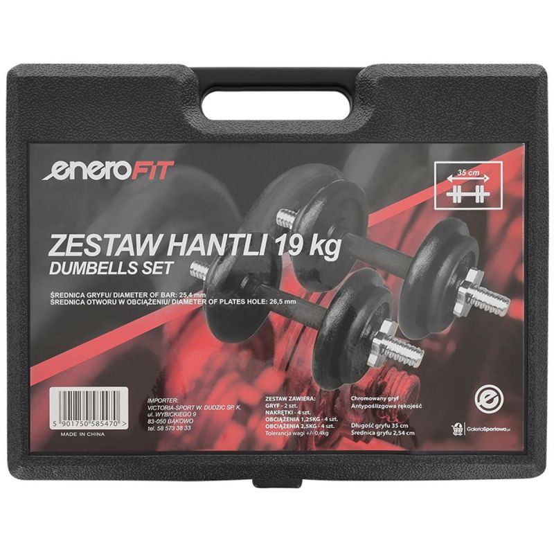 Enero CAST IRON DUMBBELL 19 KG (2x9.5 KG) FIT CASE fekete edzőfelszerelés