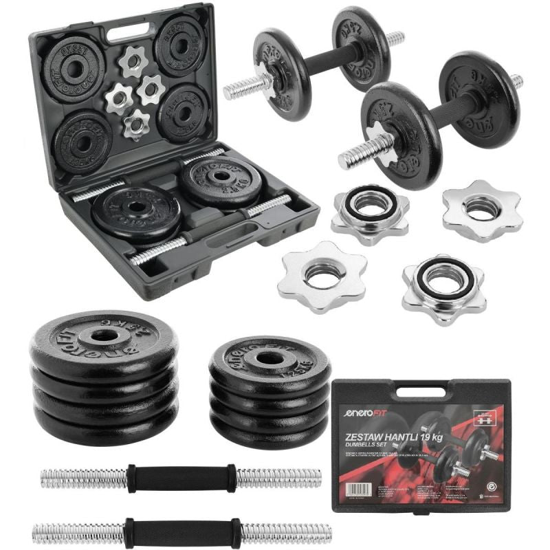 Enero CAST IRON DUMBBELL 19 KG (2x9.5 KG) FIT CASE fekete edzőfelszerelés
