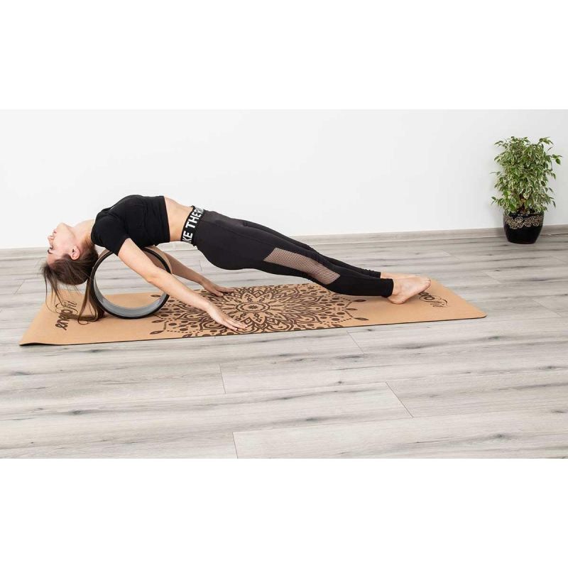 Enero CORK WHEEL FOR YOGA EXERCISES FIT fekete