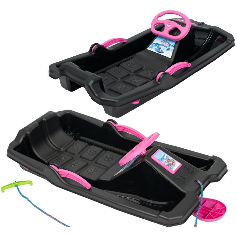 Enero PLASTIC SLED WITH BRAKE AND HANDLEBAR ADAŚ WITH PINK utcai cipő, fekete