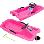 Enero PLASTIC SLED WITH BRAKE AND STEERING WHEEL ADAŚ PINK rózsaszín racing wheels, sled GSP-1064796