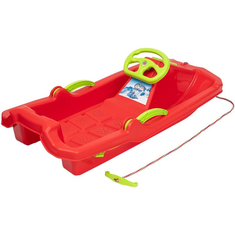 Enero PLASTIC SLED WITH BRAKE AND STEERING WHEEL ADAŚ sportfelszerelés, piros
