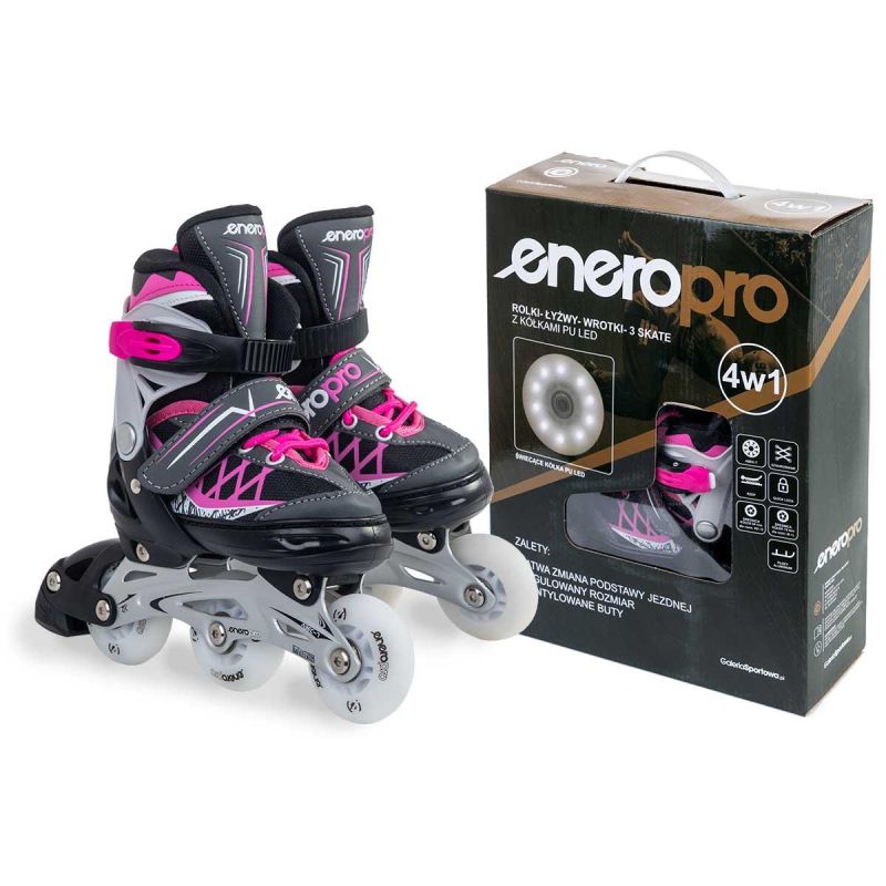 Enero Pro ROLLER SKATES-ROLLER SKATES-ICE SKATING 4IN1 LED 26-29 PINK-GRAY szürke görkorcsolya