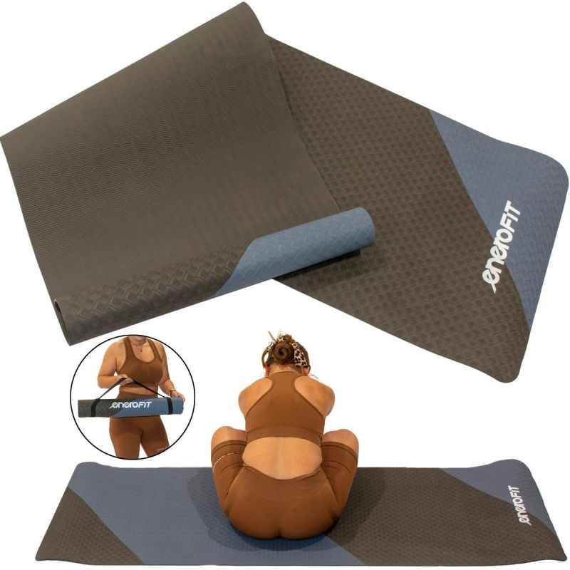Enero YOGA AND FITNESS MAT TPE ANTI-SLIP BLACK AND BLUE FIT fekete jóga matrac