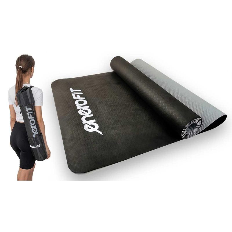 Enero YOGA AND FITNESS MAT TPE ANTI-SLIP BLACK AND GREY FIT szürke jóga matrac