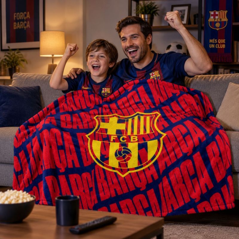 FC Barcelona blanket premium quality blanket granatowy kiegészítő 125401