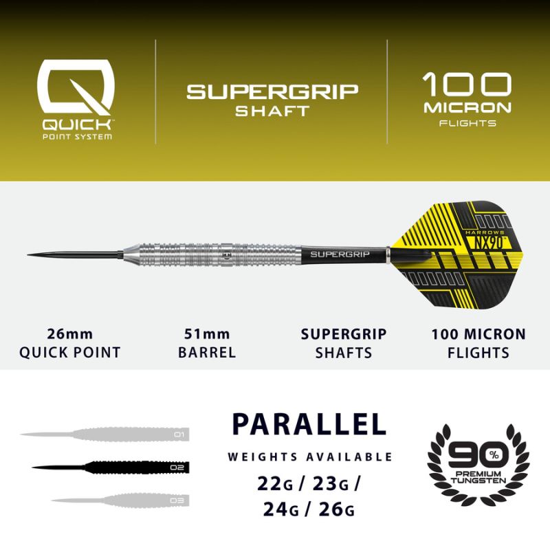 Harrows NX-90 Parallel QP 90% Steeltip Darts NX-90ParallelQP