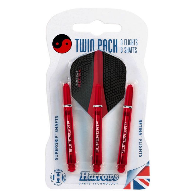 Harrows Twin Pack Supergrip Shafts + Retina Feathers Dart felszerelés HS-TNK-000013683