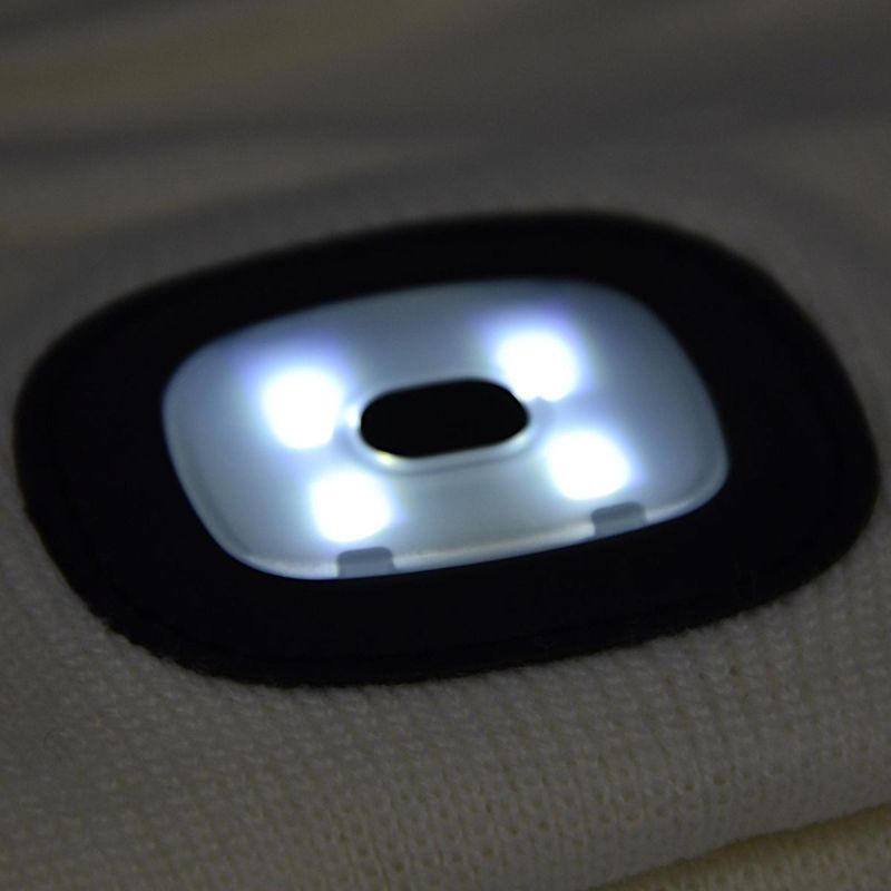 head Beanie With 4-Led Headlamp, 120 Lm, 3 Modes, For Outdoor Activities fehér kötött sapka GSP-1088228