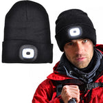 head Beanie With 4-Led Headlamp, 120 Lm, 3 Modes, For Outdoor Activities fekete kötött sapka GSP-1088211