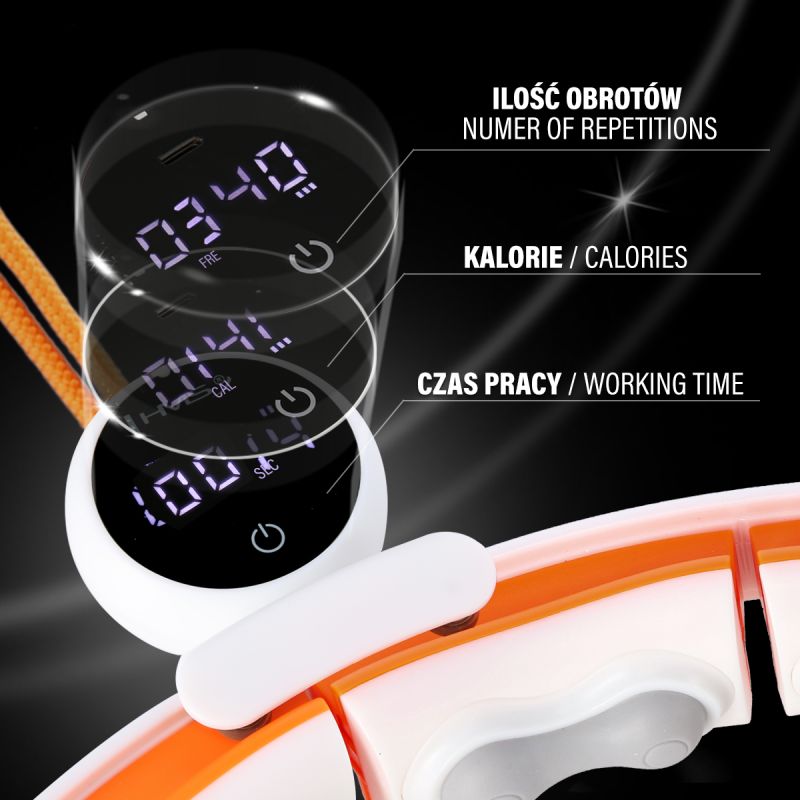 HMS HHM21 HULA HOP WHITE/ORANGE WITH MAGNETS, TPE PROTECTION AND WEIGHT + COUNTER narancssárga 17-44-597