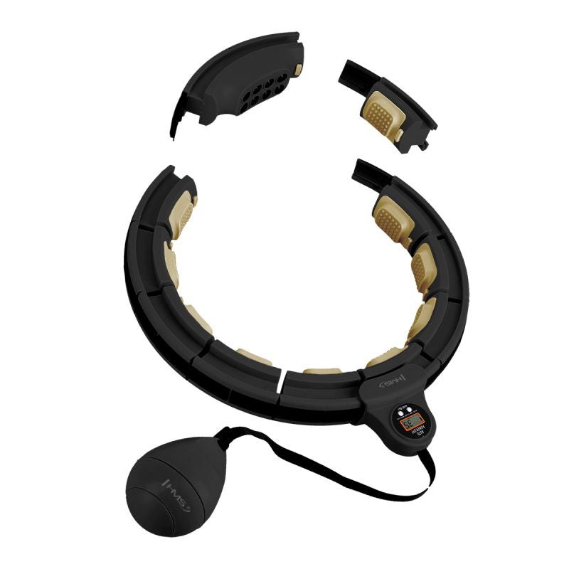 HMS Magnetic Hula Hoop Set Black/Gold HHM13 with Counter + Slimming Belt BR163 Black derékszorító öv, arany