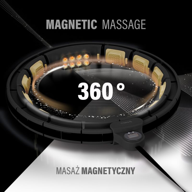 HMS Magnetic Hula Hoop Set Black/Gold HHM13 with Counter + Slimming Belt BR163 Black derékszorító öv, arany